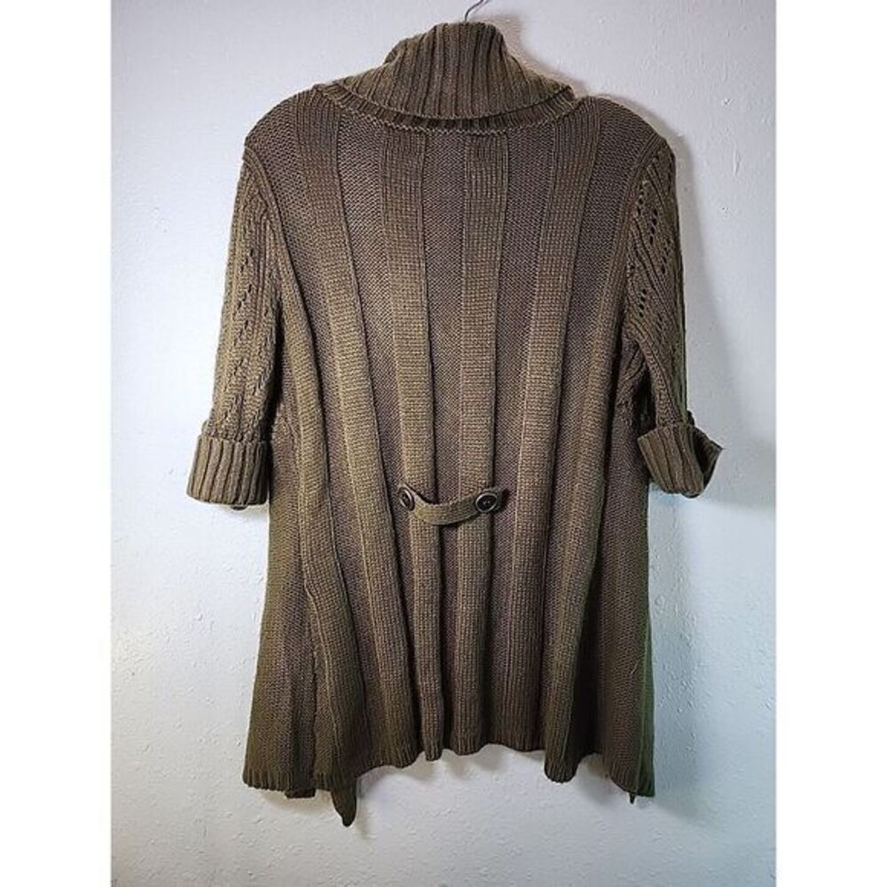 Decree Cardigan Sweater Women Medium Dark Green Knit Open Short Sleeve - Picture 2 of 5